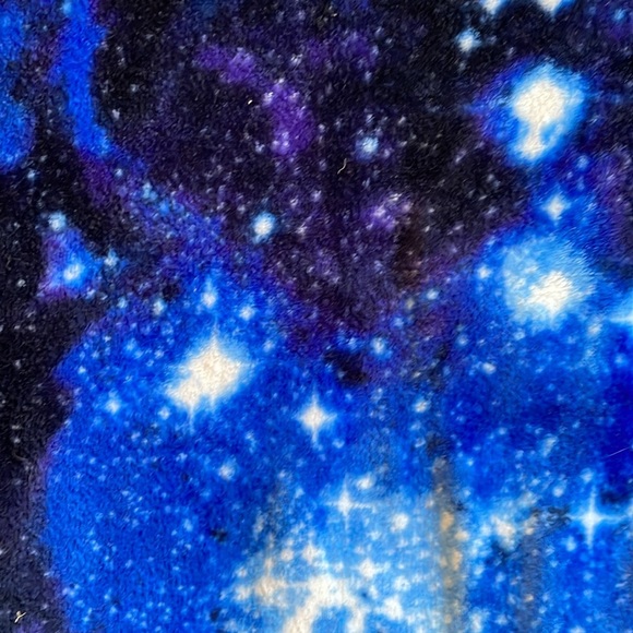 LANDS END UEC Size 8 Blue Space Galaxy Fuzzy Cozy Warm Pajama Set Unisex Star 💫 - Picture 7 of 13